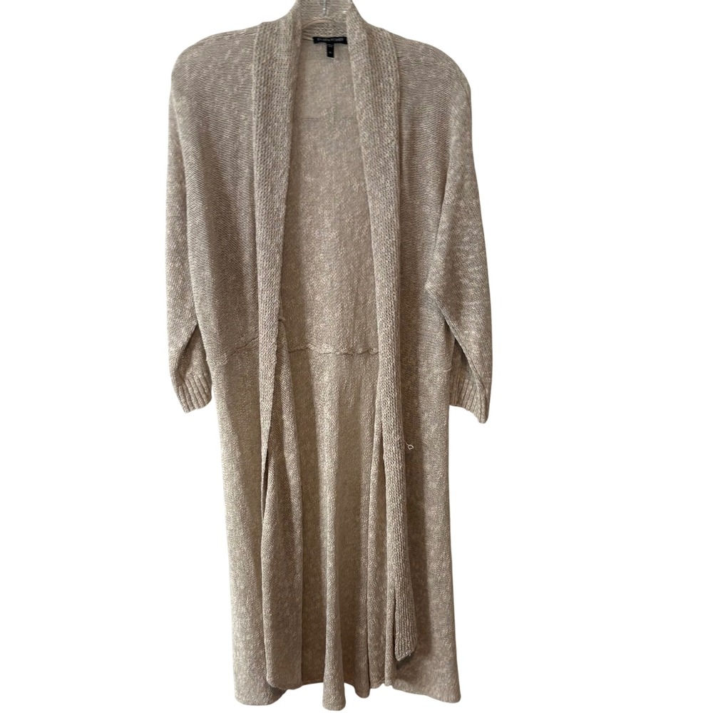 Eileen Fisher Women's Tan Linen Blend Long Line Duster Cardigan‎ in Size XL